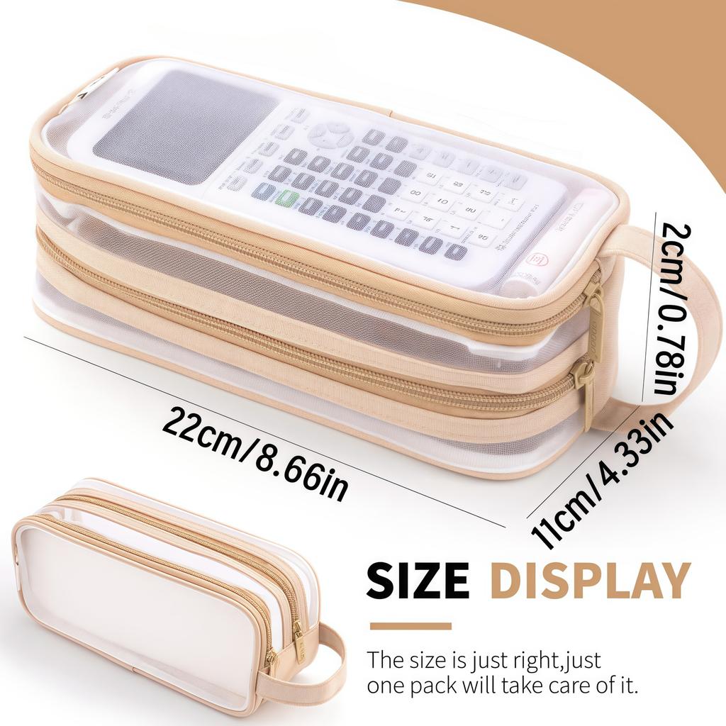 Large Mesh Pencil Case Double Layer Pencil Bag Transparent, Portable Multifunctional Cosmetic Bag, Student Office Essentials