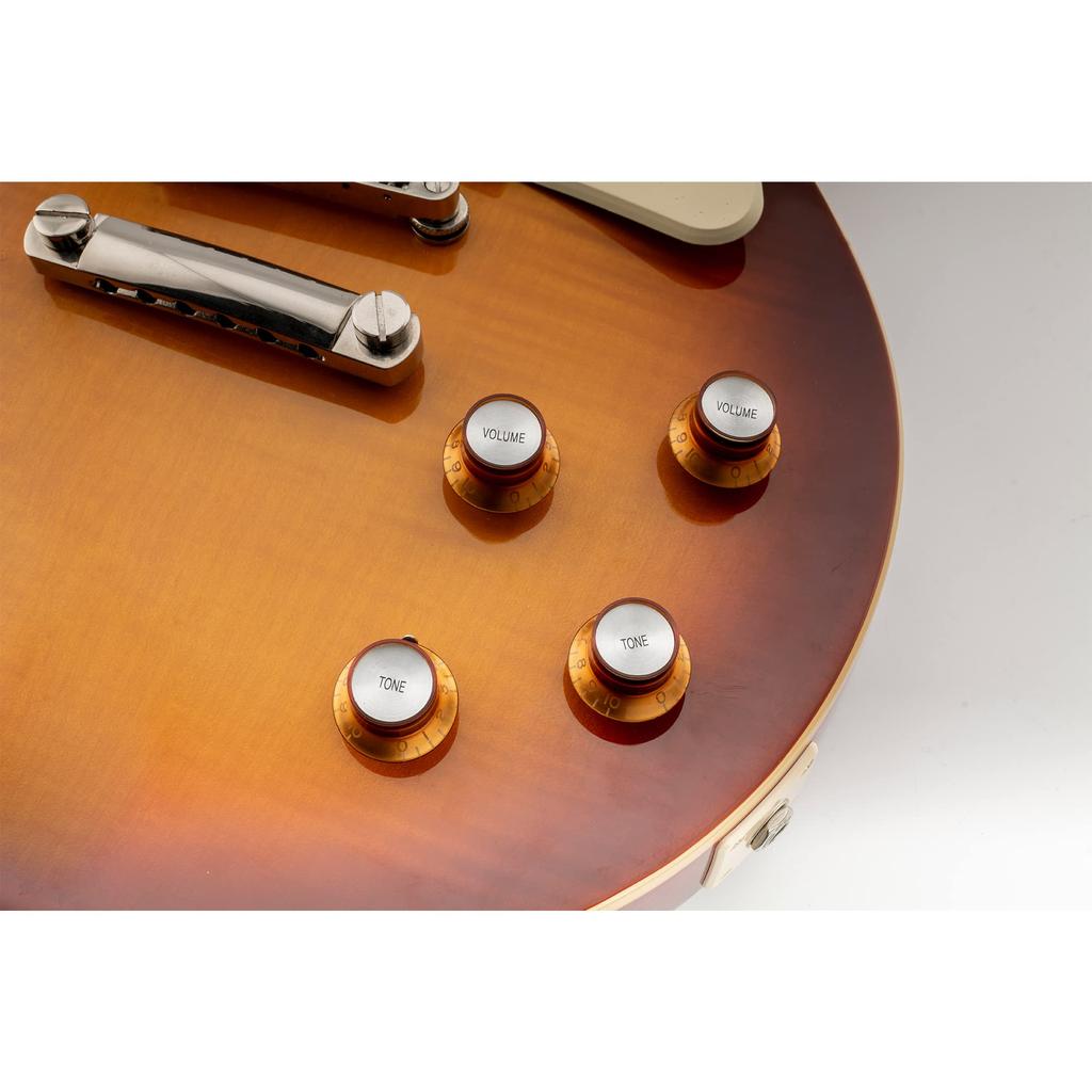 Ручки-рефлекторы для гитары Musiclily Pro, дюймовый стандарт, 2 громкости, 2 тембра, для США Les Paul SG, янтарные/серебристый верх (Набор из 4)