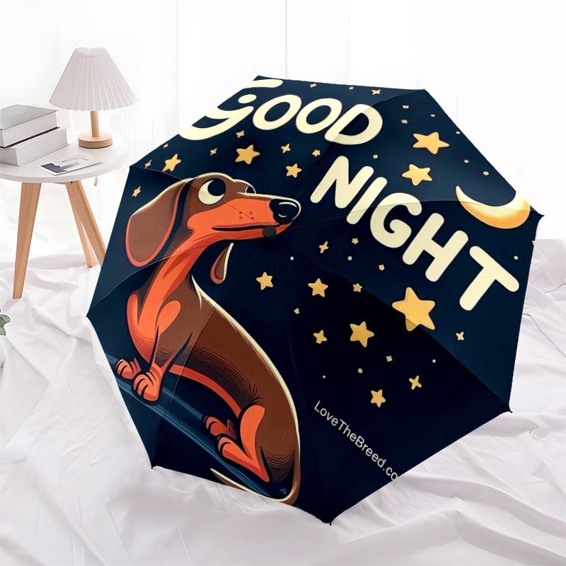 1pc Good Night Dachshund Umbrella with Plastic Handle,Suitable for All Seasons Home Travel Outdoor UmbrellaDD332