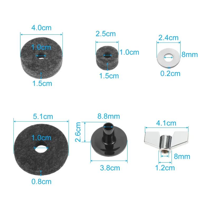Cymbal Felts Hi-Hat Clutch Felt Hi Hat Cup Felt Cymbal Stand Sleeves with Base Wing Nuts and Cymbal Washer for Drum Set of 21Pcs
