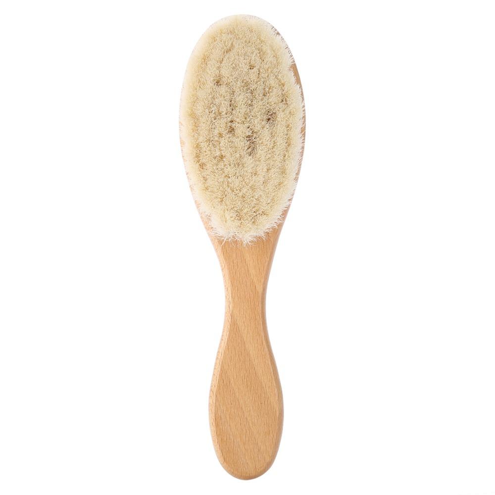 Wooden Handle Oil Head Brush Soft Hair Styling Brush Scalp Grooming Goat Hair Brush  Home Use