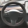 Custom DIY Car Steering Wheel Cover Carbon Fiber Suede Leather For Tesla Model 3 2017 2018 2019 2020 Car Interior Accessories