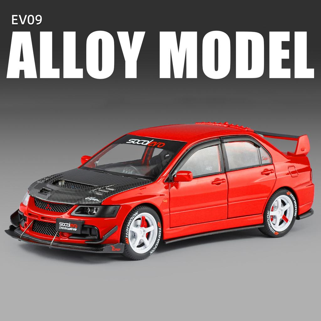 1:24 Mitsubishis Lancer Evolution 9 Alloy Sports Car Model Metal Modified Track Racing Vehicles Car Model Sound Light Kids Gifts