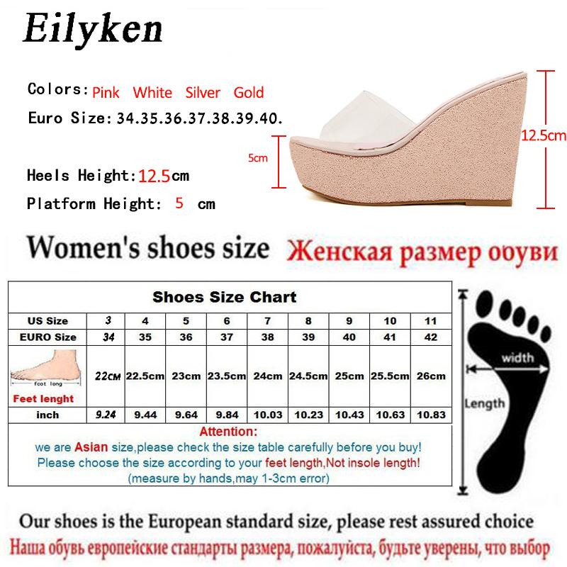 Модные прозрачные шлепанцы Eilyken из ПВХ на платформе, на танкетке, с открытым носком, женские тапочки