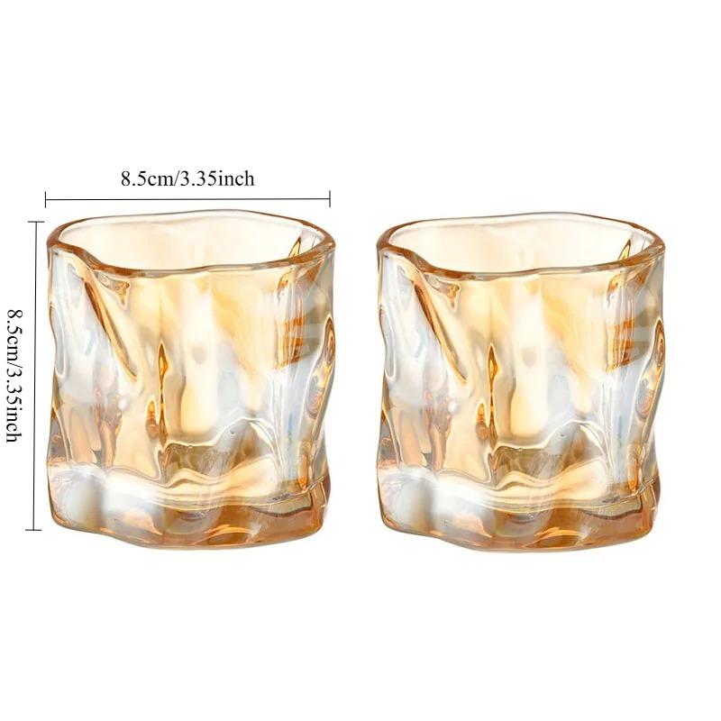 280ml/9.6oz Luxury Whiskey Glass High End Cocktail Glass Multi Colored Wine Glasses Party Bar Creative Irregular Twist Glass Cup