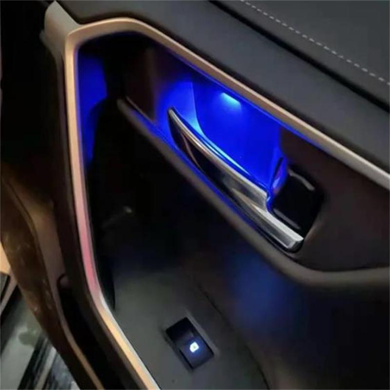 Автомобильная светодиодная подсветка атмосферы в дверной чаше, на подлокотнике, подсветка салона, подсветка рамки ручки чаши для двери для Toyota RAV4 2024