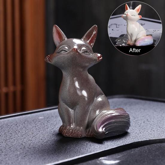 Tea Pet Color Changing Fox Resin Handcrafted Lucky Feng Shui Decoration with Hot Water Good Luck Symbol Teatable Teahouse Ornament