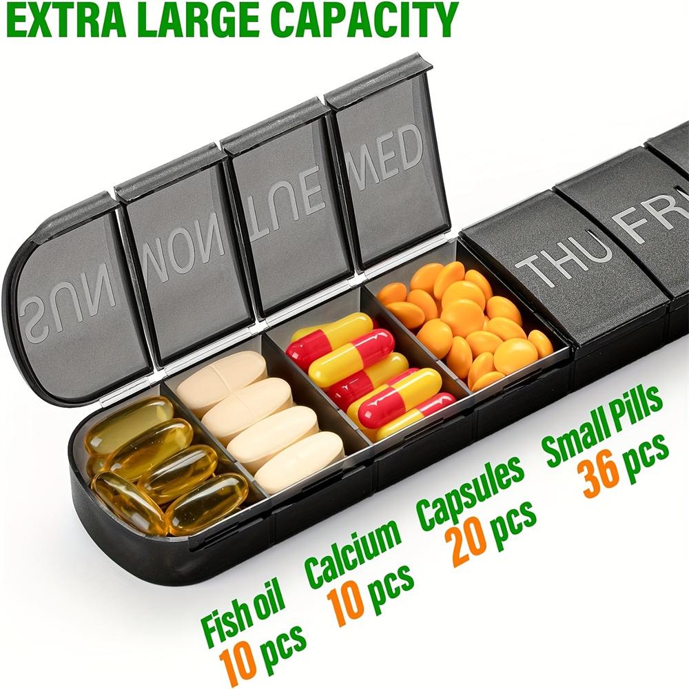 Портативный еженедельный органайзер для таблеток 7-дневный диспенсер для лекарств Большая вместимость Коробка для витаминов Индивидуальное хранение Герметичный Длинный органайзер для таблеток