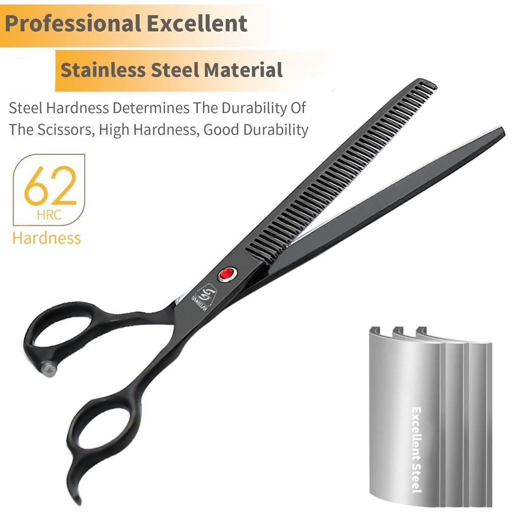 SANGELAR 7.5 Inch Professional Pet Thinning Scissors Dense Teeth Pet Grooming Dog Animal Scissors Big Dog Pet Thinning Grooming Tool