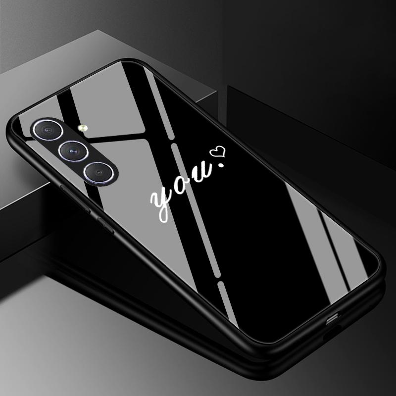 Чехол для телефона из закаленного стекла для Samsung Galaxy A05 A05S Чехол A15 A14 A24 A34 A25 A54 4G 5G Роскошный Твердый Бампер A04 A04S A04E