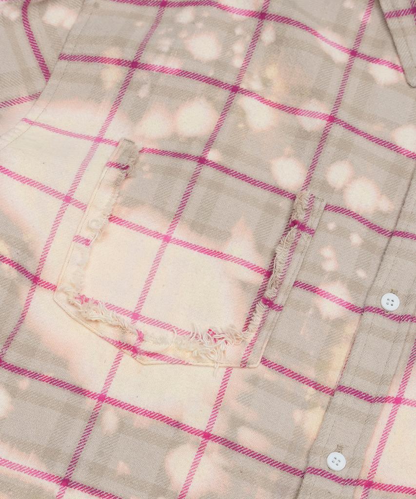 GRAILZ Bleached Plaid Shirts [Beige]