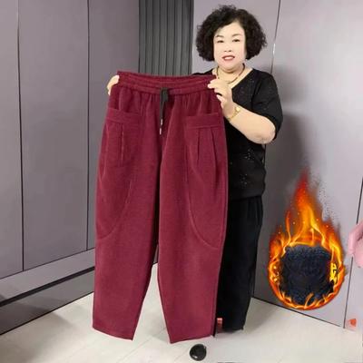 Плюс Бархатные Утепленные Шаровары Зимние Женские Брюки Свободные Большого Размера Повседневные Шаровары