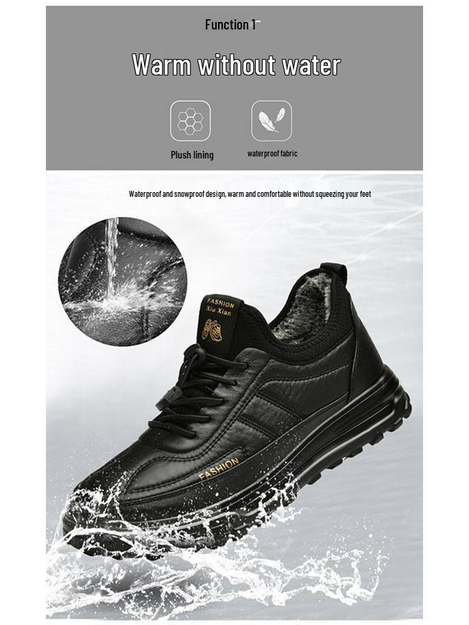 Мужские зимние хлопковые сноубутсы - на флисовой подкладке, утолщенные и удобные, повседневная спортивная обувь