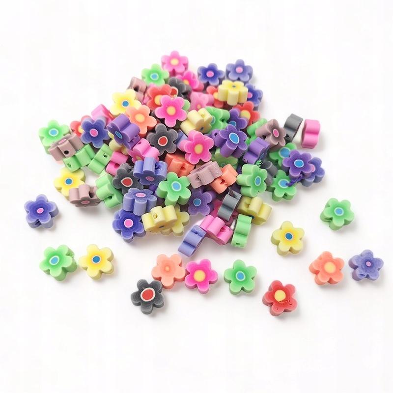 Polymer Clay Beads, Colorful Flowers, Diy