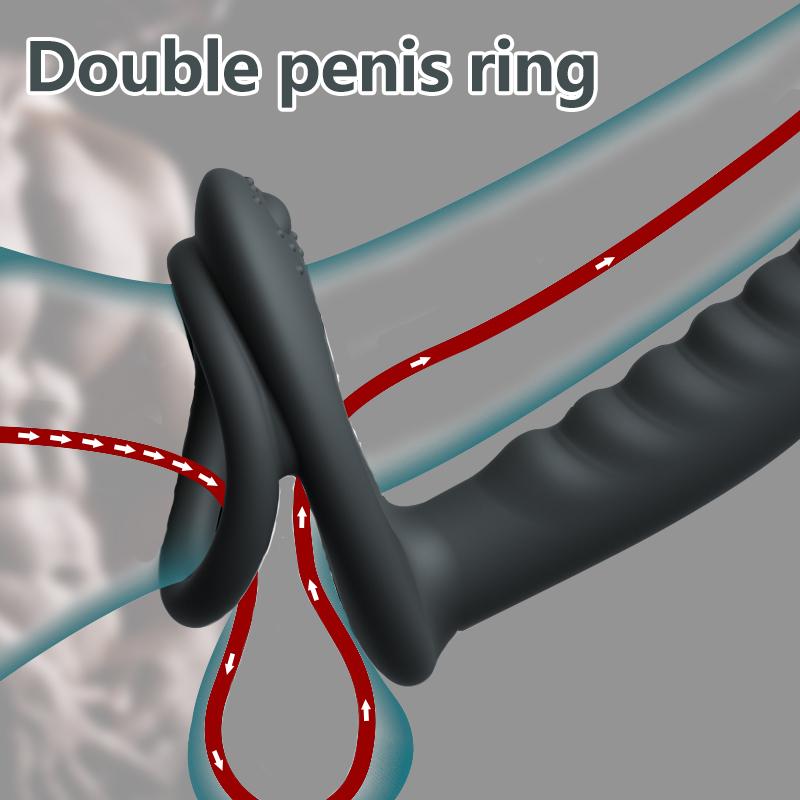 Вибрирующий фаллоимитатор для пары, двойное кольцо для пениса, пара, флирт, оргазм, массаж точки G, вагина, стимуляция влагалища, секс-игрушки для взрослых