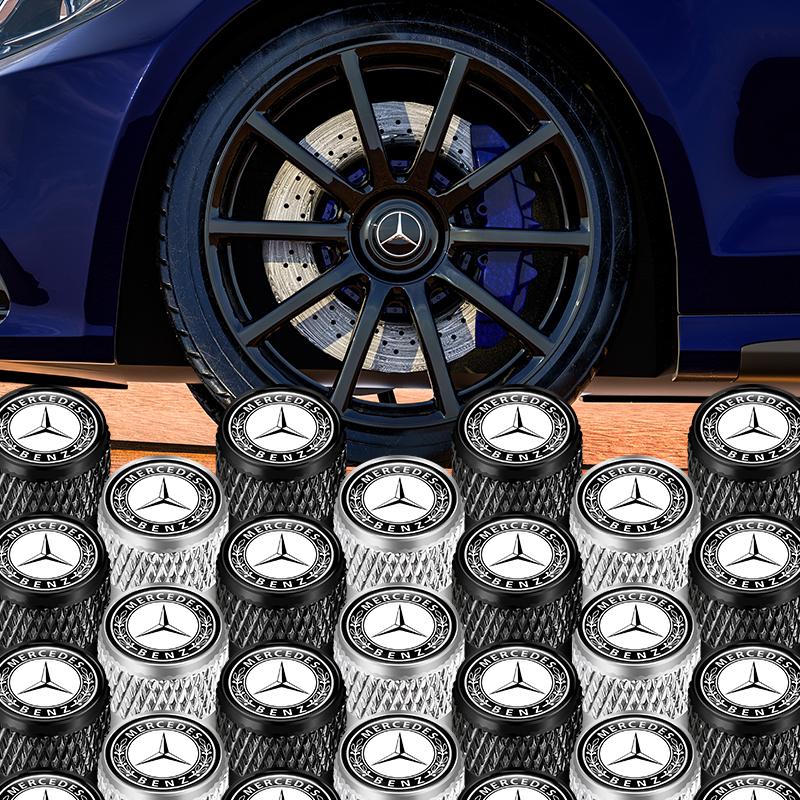 CSB1 4Pcs New High-quality boxed Car Wheel Tire Valve Air Stem Cap Duust Covers for Mercedes Benz AMG Car Key Case