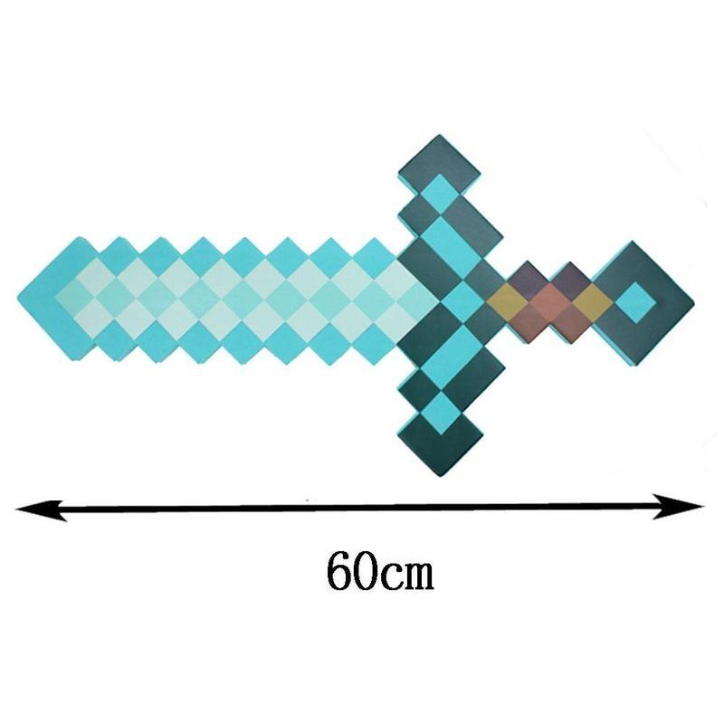 Mine Craft Sky Blue Role Play Prop Diamond EVA Foam Sword & Pickaxe Toy