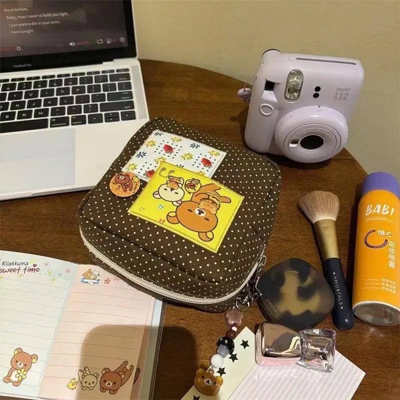 Последняя косметичка Rilakkuma Wave Bear, женская, портативная, для мелочей, дорожная, большой вместимости, сумка для хранения Polaroid, подарок на день рождения