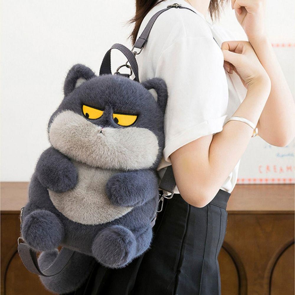 Phone Bag Little Cat Doll Shoulder Bag Animals Cartoon Plush Schoolbag Cat Plush Backpack Outdoor