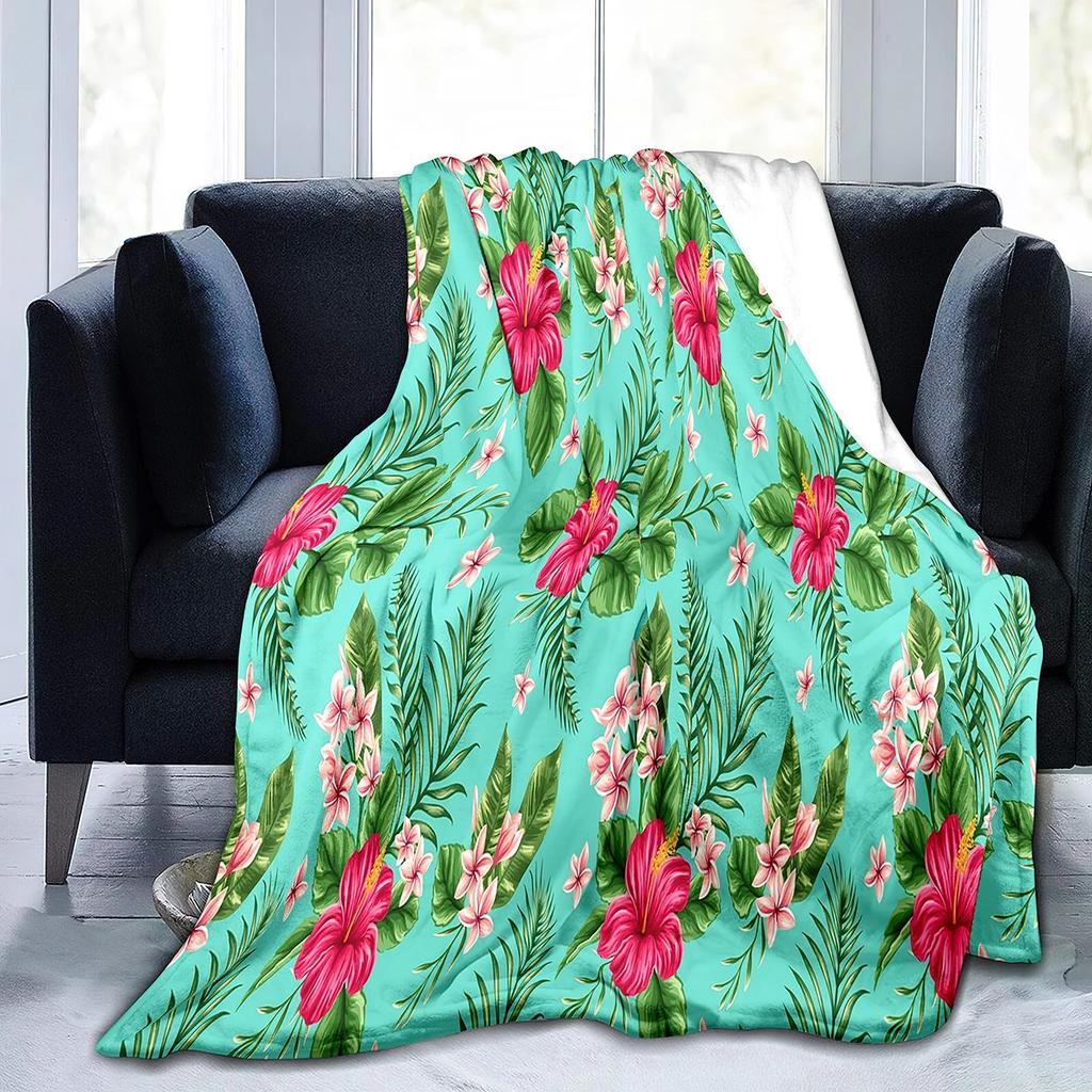 Garden Flower Fleece Flannel Throw Blanket Spring Botanical Floral Nap Blanket for Home Office Couch Bed Sofa Chair Travel Decor