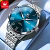OLEVS 3633 Mens Watch Original Stainless Steel Quartz Watch Waterproof Luminous Week Date Watches For Man Large Dial Box Gifts