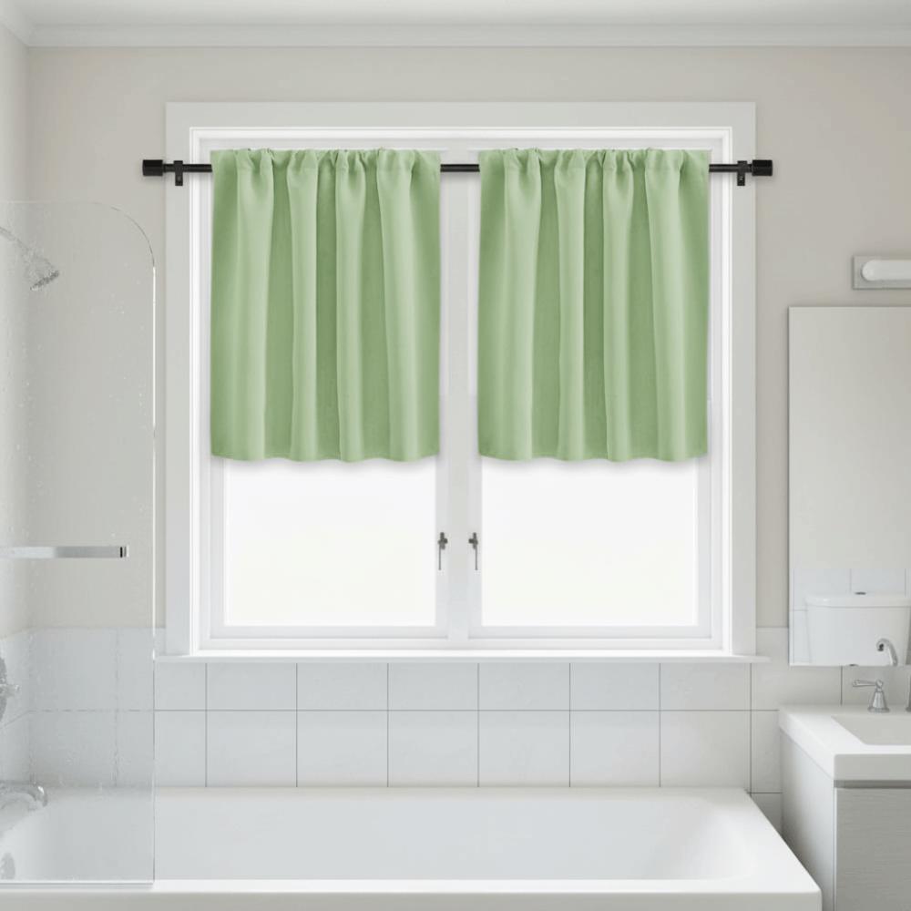 2PCS Solid Color Kitchen Short Curtain Through-rod Design Cabinet Curtain  Fireplace