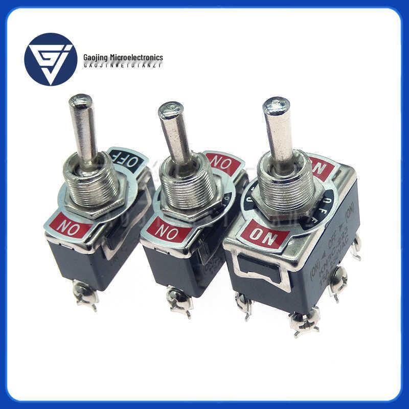 E-TEN2-6 Rocker Toggle Switch: Self-Resetting Spring-Back, Head-Shaking Lever, 2/3 Position, 6-Pin.