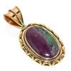Ruby In Zoisite Lab-Created 925 Sterling Silver Gift Two Tone Pendant 1.50" N3j53