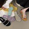 French Rhinestone Flat-bottomed Cool Slippers Outside Women's Shoes 2025 New Summer with Skirt Temperament French Sandals