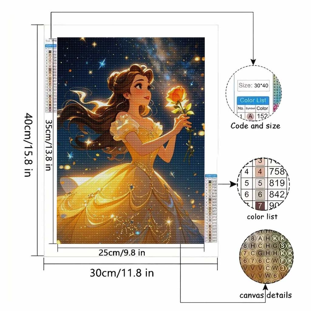 DIY Diamond Painting The Rose and The Princess Cross Stitch Kit Mosaic Art Diamond Painting Full Circle Diamond Home Decoration