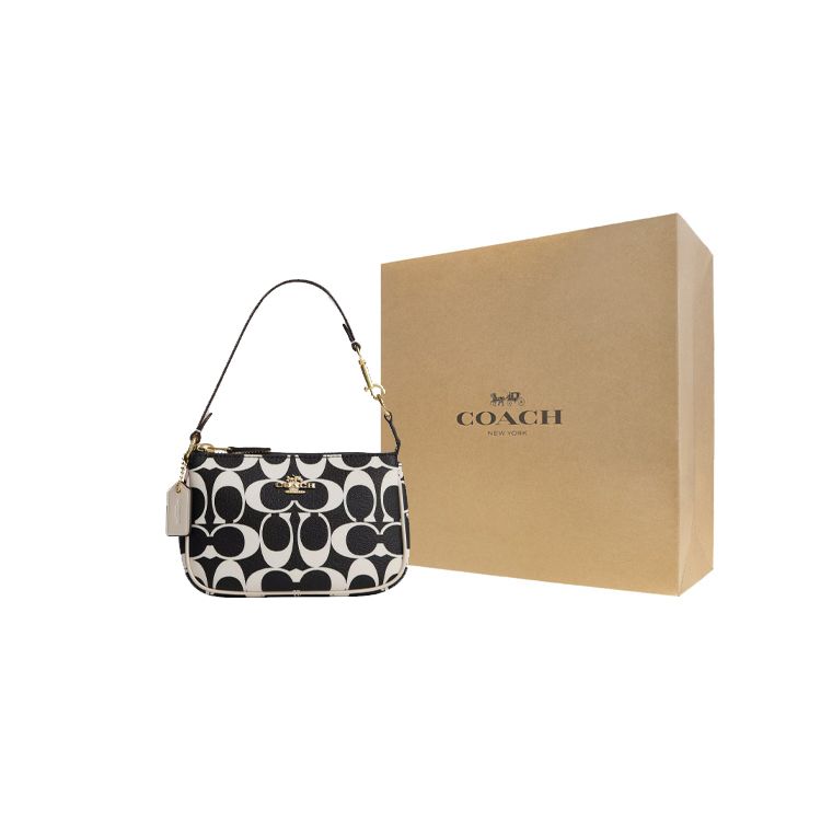 Coach Nolita 15 Классическая Монограмма Застежка-молния Кожаная Сумка на плечо Мини Женские сумочки Черный Белый CP251-IMA47