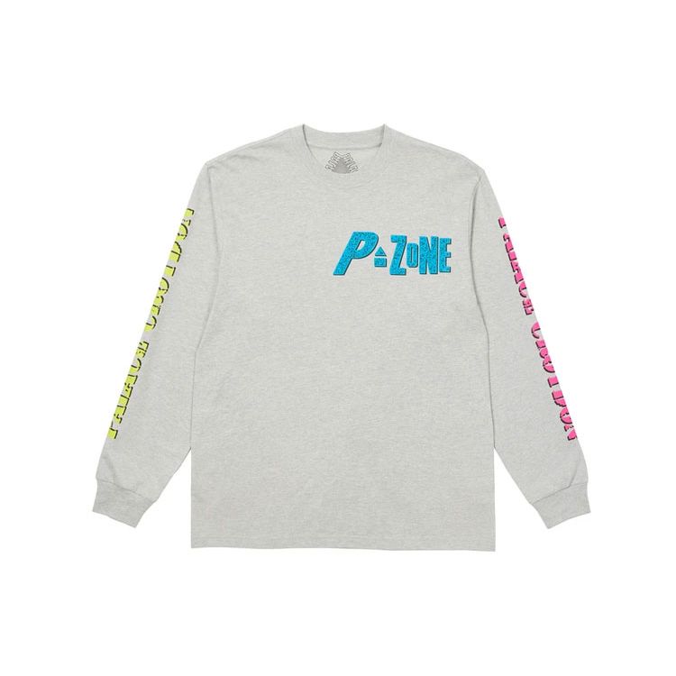 Palace Футболка унисекс с длинными рукавами и рисунком Little Devil Tri-Ferg X M-Zone, серая P20LS025