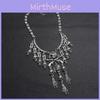 Skull Vintage Geometric Pendant Necklace With Tassel Chain For Gothic Fans Punk