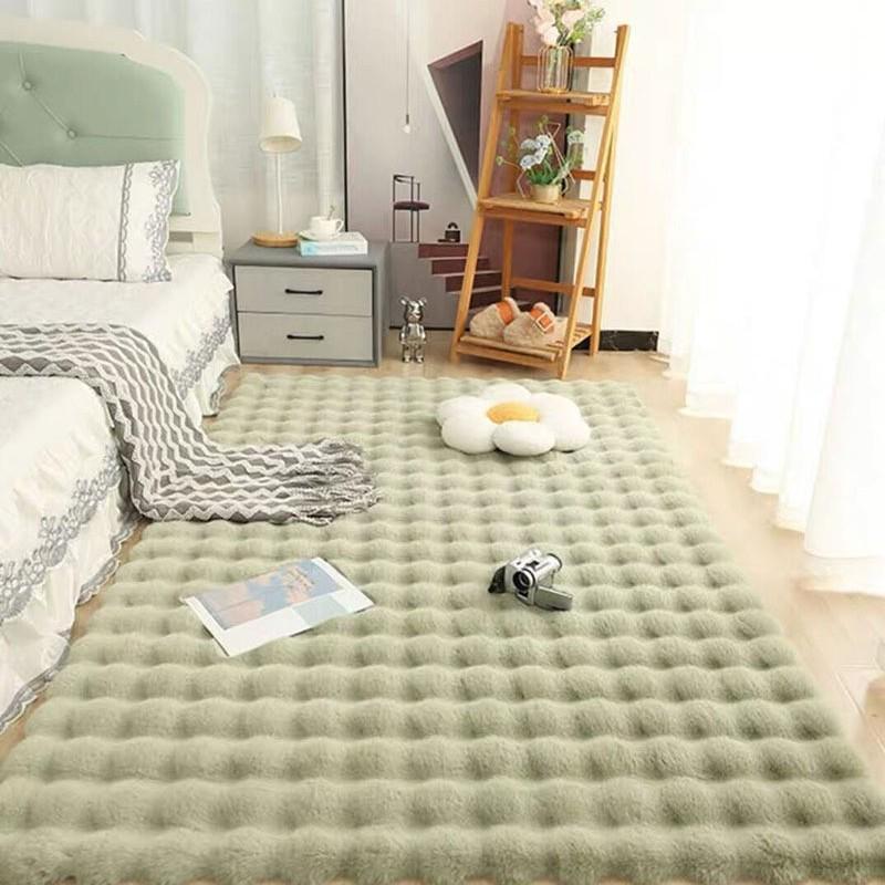 Крем Плюшевый Ковер из Имитации Кроличьего Меха: Пушистый коврик-пузырь для спальни, прикроватный, для гостиной, подушка для эркерного окна, одеяло