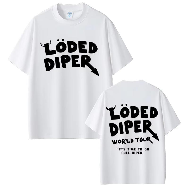 Футболка Loded Diper World Tour Унисекс Женская Одежда Винтажная Рок Оверсайз Футболки с Коротким Рукавом Унисекс Повседневные Хлопковые Футболки