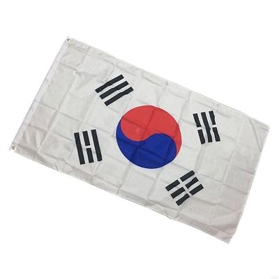 Флаг Южной Кореи 5 футов x 3 фута с металлическими люверсами Большой национальный флаг для вечеринок в помещении и на открытом воздухе Празднование A0KF