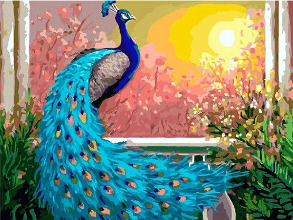 Полный дрель квадратная алмазная живопись Павлин картина со стразами Алмазная вышивка животное вышивка крестиком Декор для дома