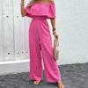 Summer Jumpsuit Wide Leg Pants One Shoulder Solid Colour Jumpsuit Women's Jumpsuit