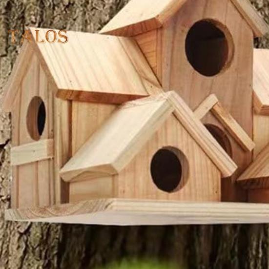 Домики для птиц для улицы, деревянное гнездо колибри, кормушка для птиц, большой скворечник для улицы с 6 комнатами для декора садового дворика