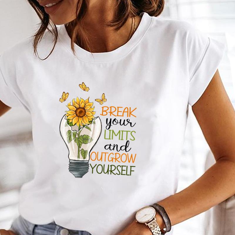 (Азиатский размер) Футболка с коротким рукавом, цветочный тренд, милый сладкий топ, модная футболка 90-х годов, женская одежда, повседневная женская футболка с принтом, женская футболка с графикой