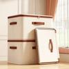Linen Large Box Capacity Storage With Lid Scratch Resistant Foldable For Clothing Blankets Toys Books Portable Country Style Organizer