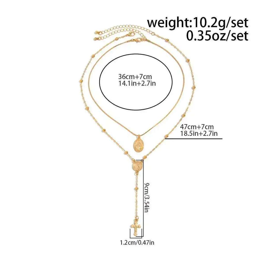 Salircon Hip Hop 2Pcs/Set Unique Cross Pendant Necklace for Women Fashion Metal Collarbone Chain Y2K Party Jewelry Gift New