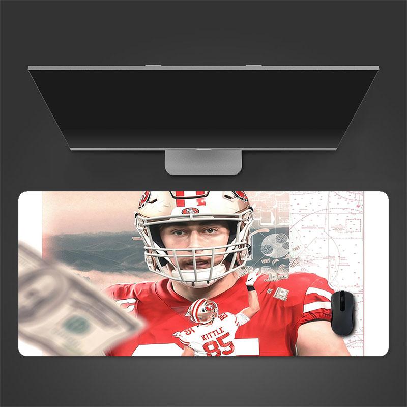 George Kittle Mouse Pad, Large Gaming Desk Mat, Non-slip XXL Mousepad for Laptop & Tablet, Mini PC Playmat with Stitched Edges