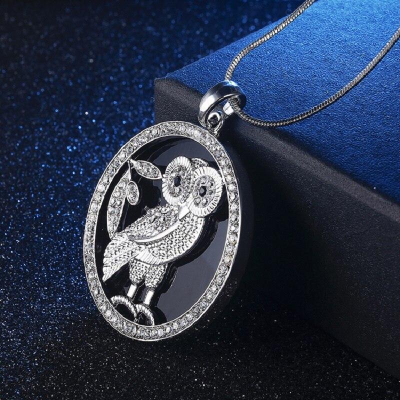 Яркое круглое круглое ожерелье с подвеской в виде совы для женщин, новые модные ювелирные изделия из кристаллов