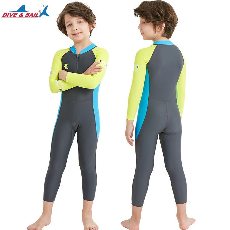 Kids UV Protection Long Sleeve One-Piece Rash Guard Swimsuit Swimming Diving Water Sports