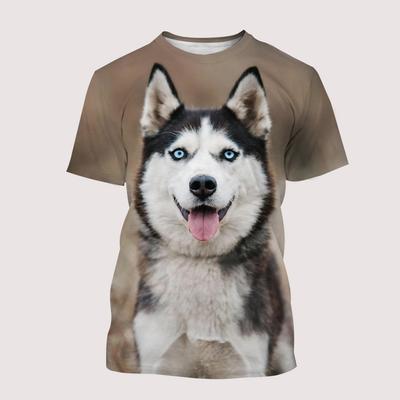 Футболки с 3D принтом «Забавные собаки Хаски Маламут», уличная одежда для мужчин и женщин, повседневная модная футболка большого размера с круглым вырезом, детские футболки, топы, одежда