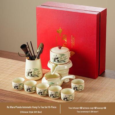 Чайный набор Tea Xun в новом китайском стиле с пандой, керамика Жу, 10 предметов
