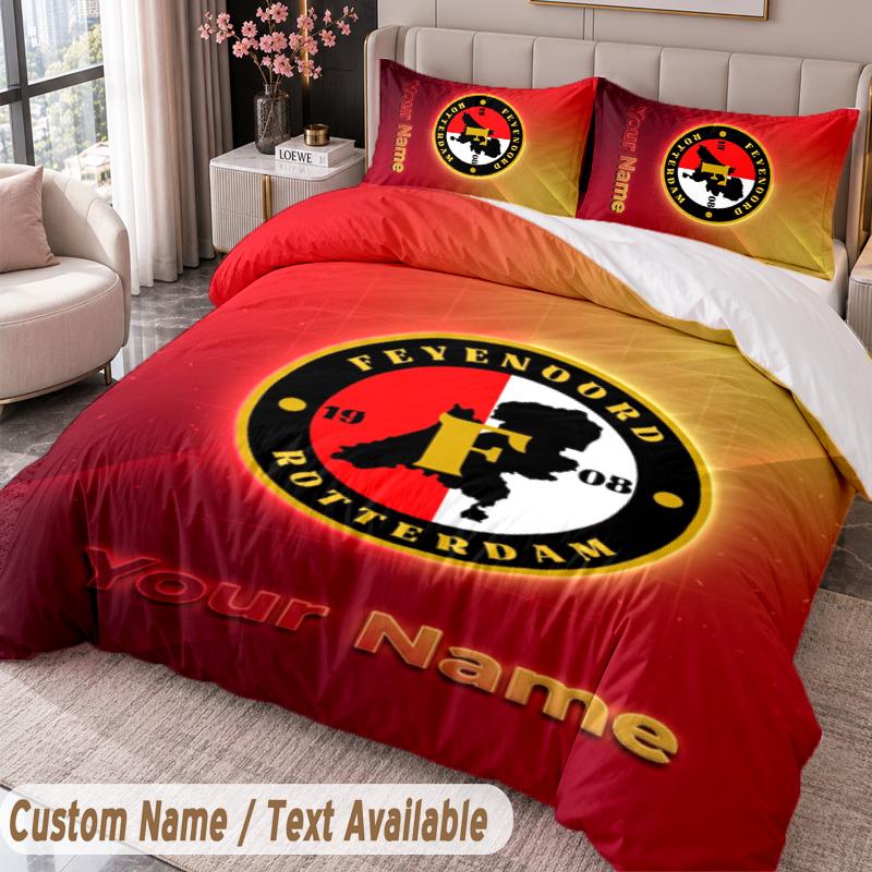 Feyenoord Printed Bedding Set Custom Name Text 1 Duvet Cover 2 Pillowcases For Bedroom