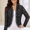 Hollowed-out Long-sleeved Lace Patchwork Irregular Style Black Fungus Border Sun-drying Cardigan Top
