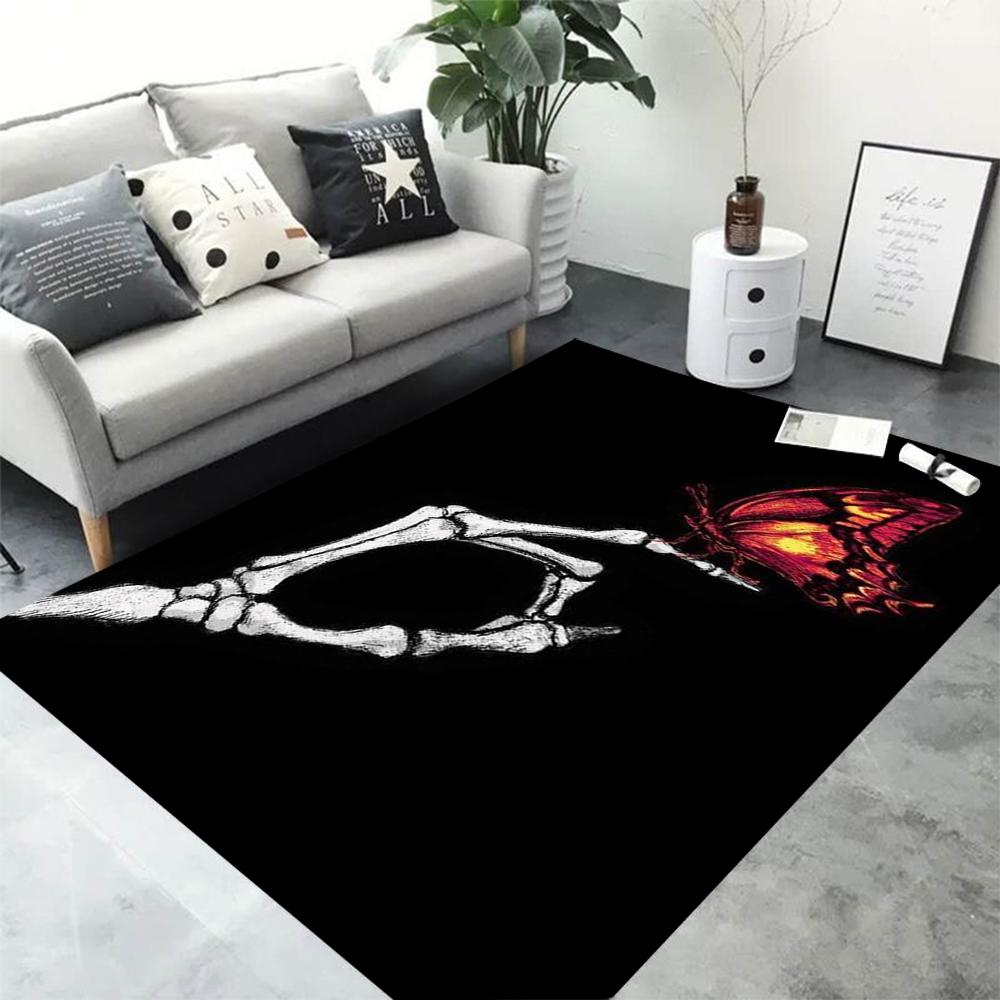 Ковер с принтом скелета, держащего розу, Ковер для гостиной из серии «Темный ужас», Прикроватный коврик для спальни, Коврик для пола в ванной комнате